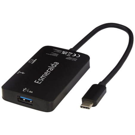 Adaptateur personnalisable multimédia Type-C en aluminium ADAPT (USB-A&nbsp;/ Type-C&nbsp;/ HDMI) - Tekiō
